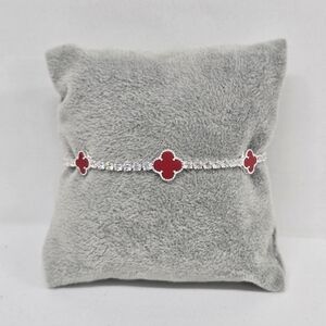 Pulsera CZ Inspirada Bracelet Adjust. Red 925 Mex. Sterling Silver 19cm